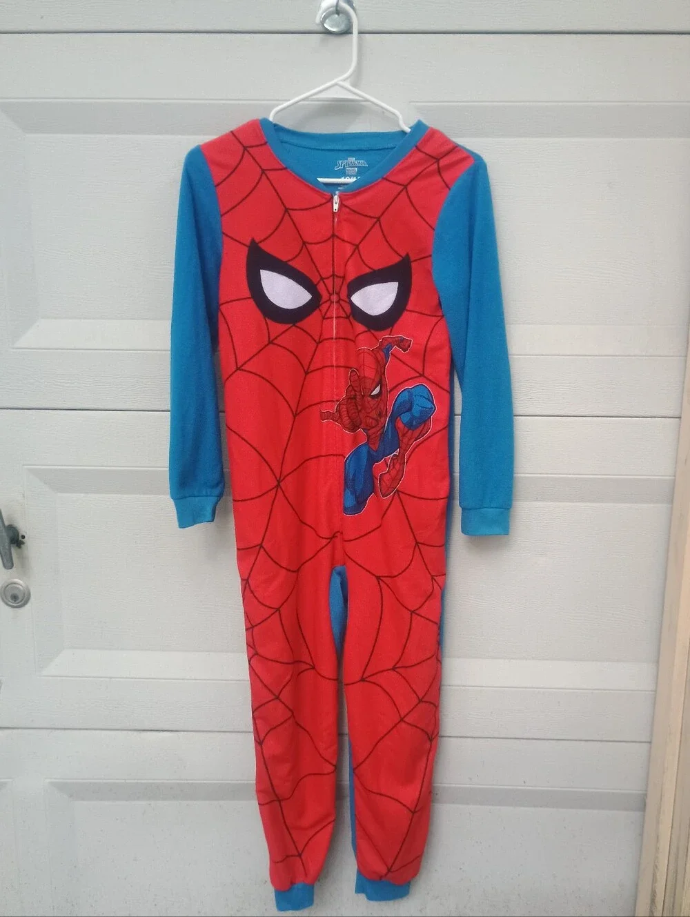 Marvel Spider-Man Big Face Graphic Fleece Red & Blue Kids One-Piece Onesie PJ